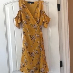 Yellow Floral Wrap Dress from Francesca’s